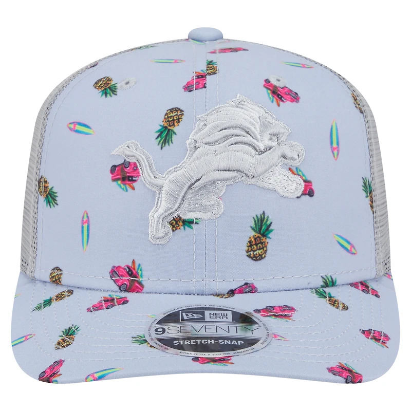 Casquette ajustable Detroit Lions Adventure Surfboard 9SEVENTY de New Era pour homme, gris