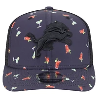 Men's New Era  Navy/Black Detroit Lions Adventure Drinks Pattern 9SEVENTY Stretch-Snap Hat