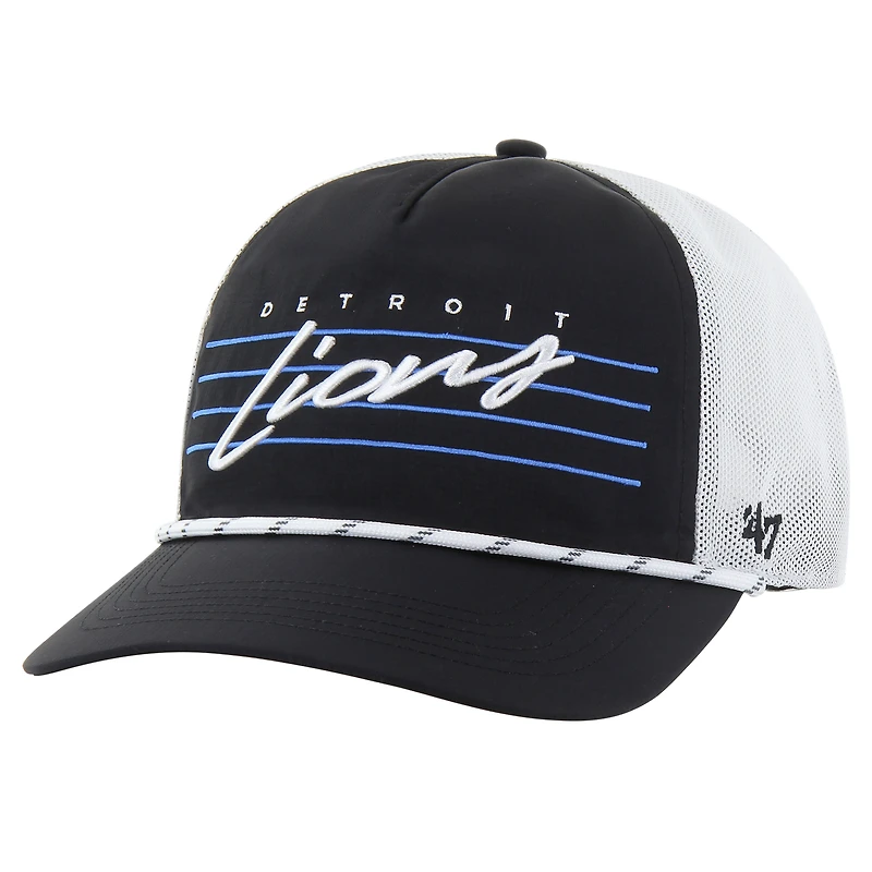Casquette ajustable Detroit Lions Downburst Relaxed Hitch Trucker noire/blanche pour homme '47