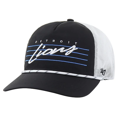 Men's '47 Black/White Detroit Lions Downburst Relaxed Hitch Trucker Adjustable Hat