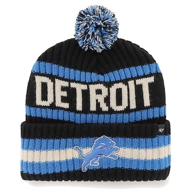 Bonnet en tricot à revers Bering '47 Detroit Lions noir pour hommes avec pompon