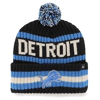 Bonnet en tricot à revers Bering '47 Detroit Lions noir pour hommes avec pompon