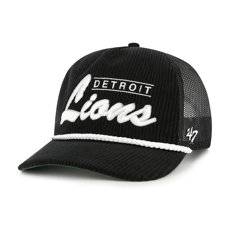 Men's '47 Black Detroit Lions Double Header Mesh Adjustable Hitch Hat