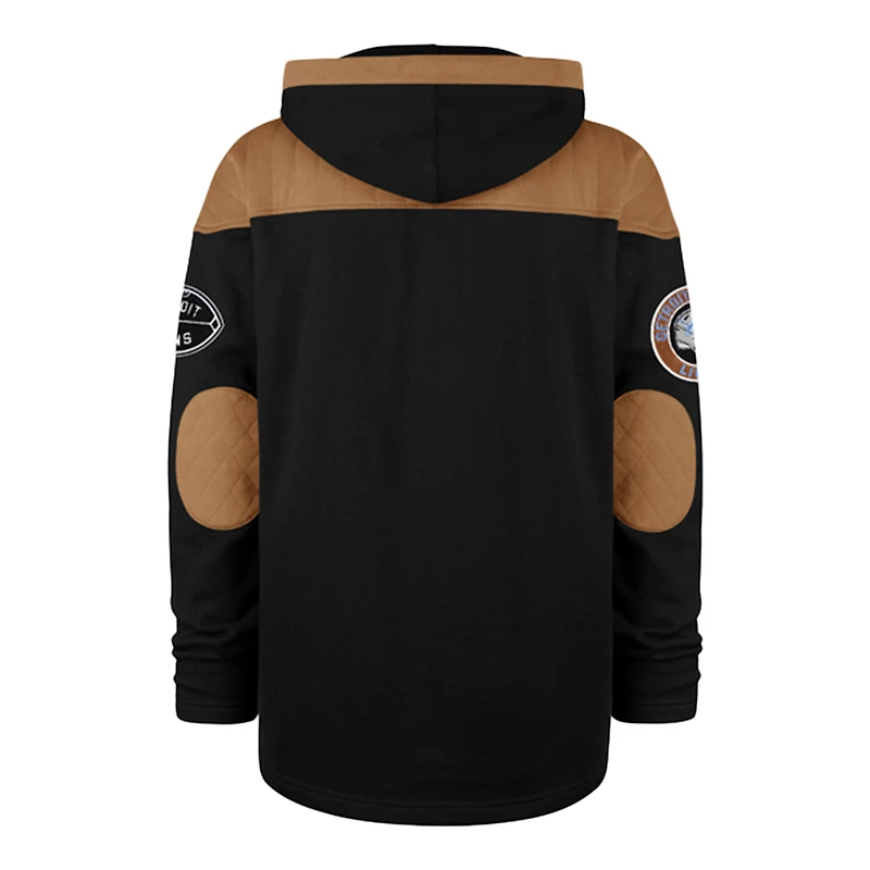 Men's '47 Black Detroit Lions Golden Age Wingback Lacer Hoodie