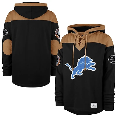 Men's '47 Black Detroit Lions Golden Age Wingback Lacer Hoodie