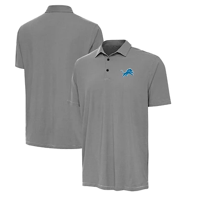 Men's Antigua Black/White Detroit Lions Twine Performance Polo