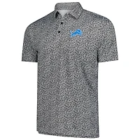 Polo noir à imprimé fleuri Detroit Lions Field pour homme
