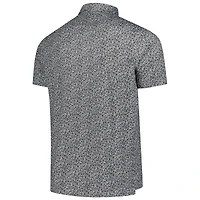 Men's Antigua Black Detroit Lions Field Ditsy Polo