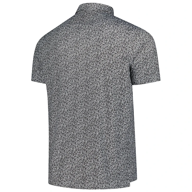 Men's Antigua Black Detroit Lions Field Ditsy Polo