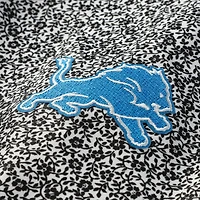 Men's Antigua Black Detroit Lions Field Ditsy Polo