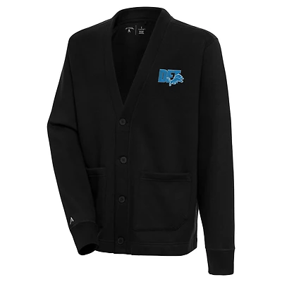 Men's Antigua Black Detroit Lions Victory Button-Up Cardigan