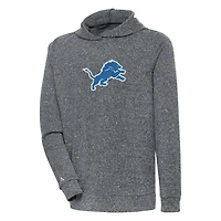 Men's Antigua Charcoal Detroit Lions Absolute Chenille Pullover Hoodie