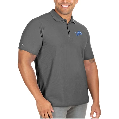 Men's Antigua Charcoal Detroit Lions Big & Tall Legacy Pique Polo