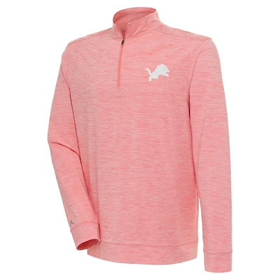 Men's Antigua Coral Detroit Lions Bright Quarter-Zip Pullover Top