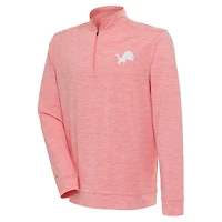 Men's Antigua Coral Detroit Lions Bright Quarter-Zip Pullover Top