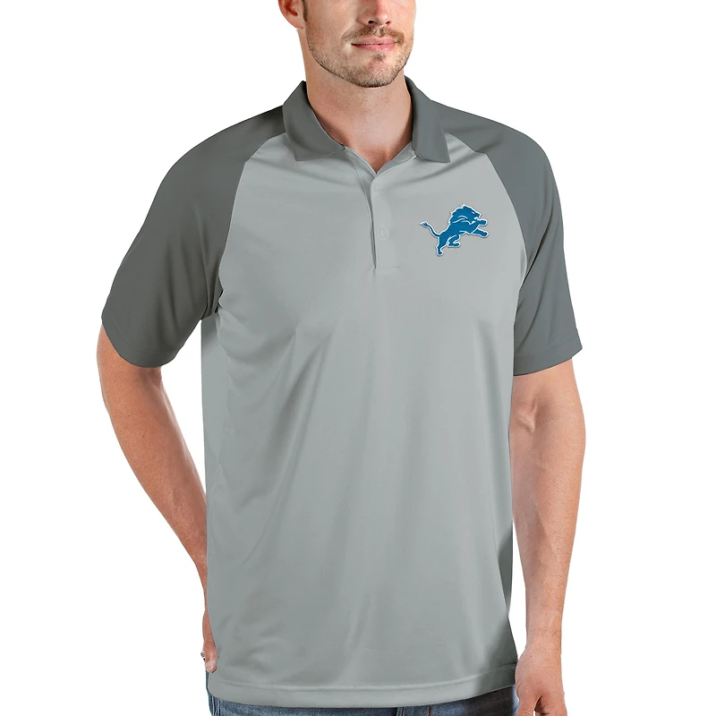 Men's Antigua Gray/Steel Detroit Lions Nova Polo