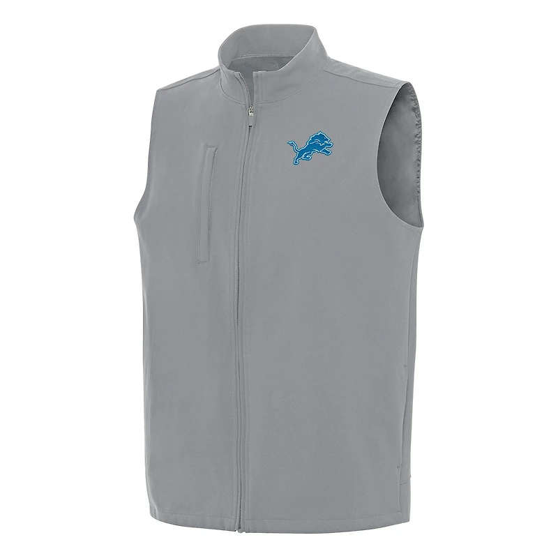Men's Antigua  Gray Detroit Lions Regard Full-Zip Vest