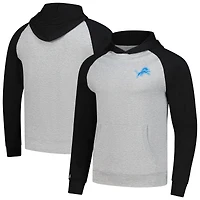 Sweat à capuche Antigua Heather gris/noir pour homme des Lions de Detroit