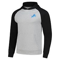 Sweat à capuche Antigua Heather gris/noir pour homme des Lions de Detroit