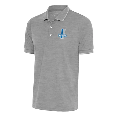 Polo rétro gris chiné Antigua pour homme avec logo de l'équipe des Lions Détroit