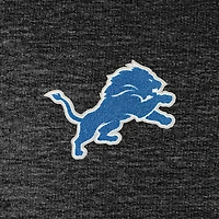 Men's Antigua Heathered Black Detroit Lions Action Chenille Pullover Hoodie
