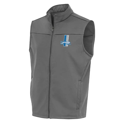 Men's Antigua Steel Detroit Lions Team Logo Throwback Links Golf Full-Zip Vest
