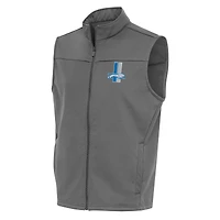Men's Antigua Steel Detroit Lions Team Logo Throwback Links Golf Full-Zip Vest