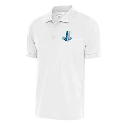 Men's Antigua White Detroit Lions Team Logo Throwback Affluent Big & Tall Polo
