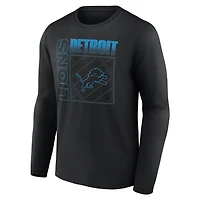 T-shirt à manches longues noir pour homme Detroit Lions Home Field Pop personnalisé avec nom et numéro