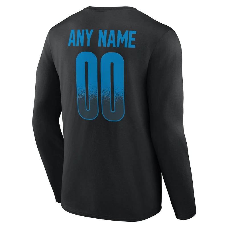 Men's Black Detroit Lions Home Field Pop Personalized Name & Number Long Sleeve T-Shirt
