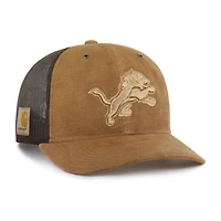 Casquette trucker Carhartt x '47 marron Detroit Lions pour homme, ajustable