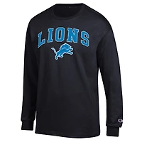 Men's Champion Black Detroit Lions Arch Over Logo Long Sleeve T-Shirt