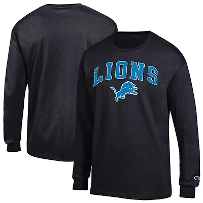 Men's Champion Black Detroit Lions Arch Over Logo Long Sleeve T-Shirt