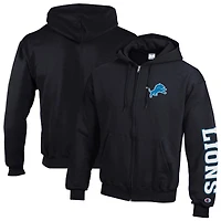 Men's Champion  Black Detroit Lions Powerblend Fleece Full-Zip Hoodie