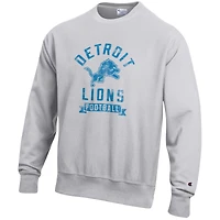 Men's Champion  Heather Gray Detroit Lions Reverse Weave Fleece Pullover Sweatshirt
