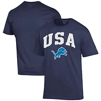 T-shirt Champion bleu marine Detroit Lions pour homme, style américain
