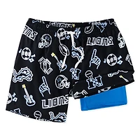 Men's Chubbies Black Detroit Lions The Neon 5.5" Classic Lined Swim Trunks