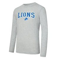 Men's Concepts Sport Blue/Heather Gray Detroit Lions Regulate Long Sleeve T-Shirt and Plaid Pant Set