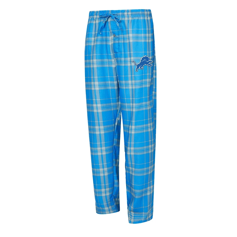 Men's Concepts Sport Blue/Heather Gray Detroit Lions Regulate Long Sleeve T-Shirt and Plaid Pant Set