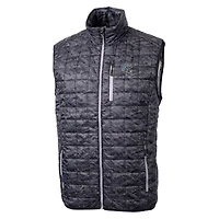 Men's Cutter & Buck  Black Detroit Lions Helmet Rainier PrimaLoft Eco Insulated Printed Full-Zip Puffer Vest