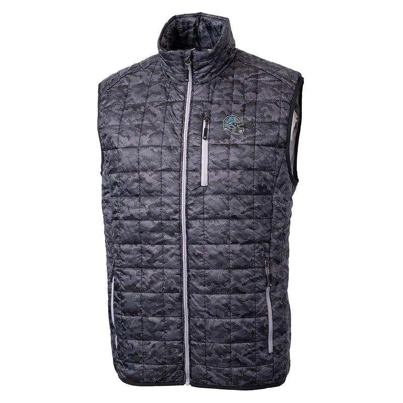 Gilet matelassé imprimé entièrement zippé et isolant PrimaLoft Eco pour homme, coupe-vent buck, avec casque des Detroit Lions, Rainier