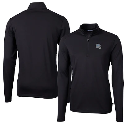 Pull-over zippé quart de tour en piqué écologique recyclé pour homme, modèle noir des Detroit Lions, Cutter & Buck