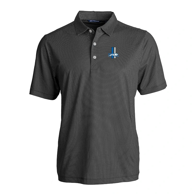 Men's Cutter & Buck  Black Detroit Lions Throwback Big Tall Pike Eco Symmetry Print Stretch Recycled Polo