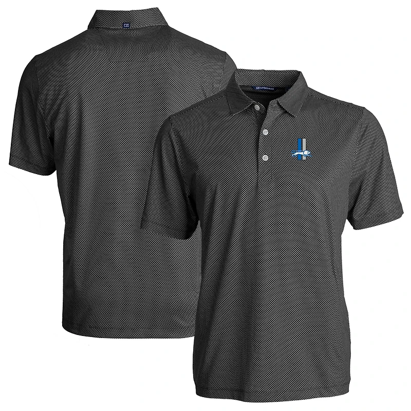 Men's Cutter & Buck  Black Detroit Lions Throwback Big Tall Pike Eco Symmetry Print Stretch Recycled Polo