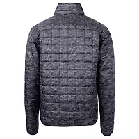 Men's Cutter & Buck Black Detroit Lions Throwback Logo Rainier Eco Insulated Full-Zip Printed Puffer Jacket