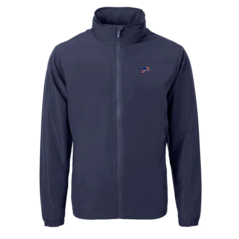 Men's Cutter & Buck  Blue Detroit Lions Charter Eco Recycled Full-Zip Jacket