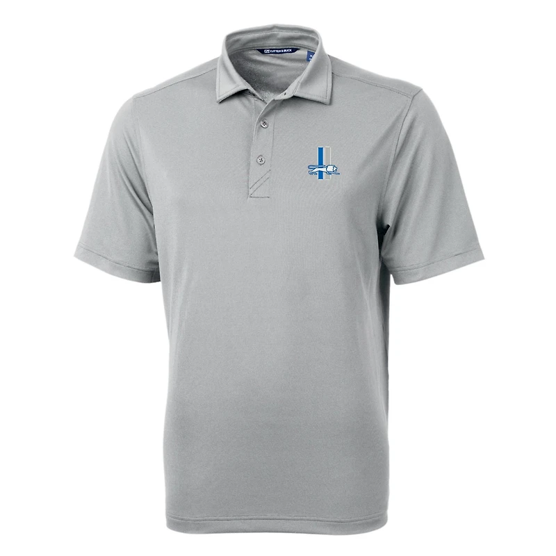 Men's Cutter & Buck Gray Detroit Lions Throwback Logo Virtue Eco Pique Recycled Polo
