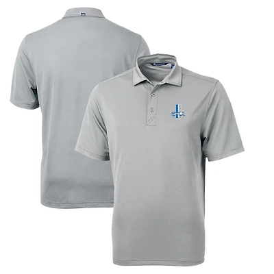 Men's Cutter & Buck Gray Detroit Lions Throwback Logo Virtue Eco Pique Recycled Polo