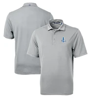 Men's Cutter & Buck Gray Detroit Lions Throwback Logo Virtue Eco Pique Recycled Polo