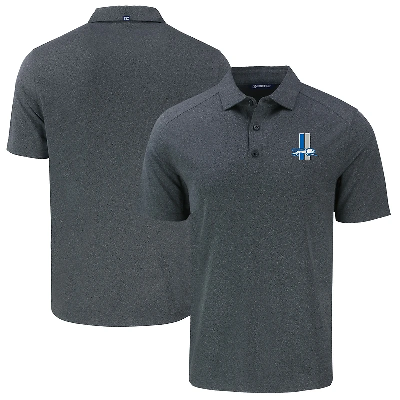 Men's Cutter & Buck  Heather Black Detroit Lions Throwback Big Tall Forge Eco Stretch Recycled Polo